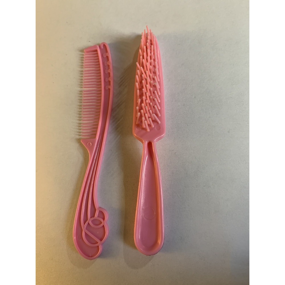 Vintage 1972 BARBIE Quick Curl Comb and‎ Brush Pink Accessories Tools